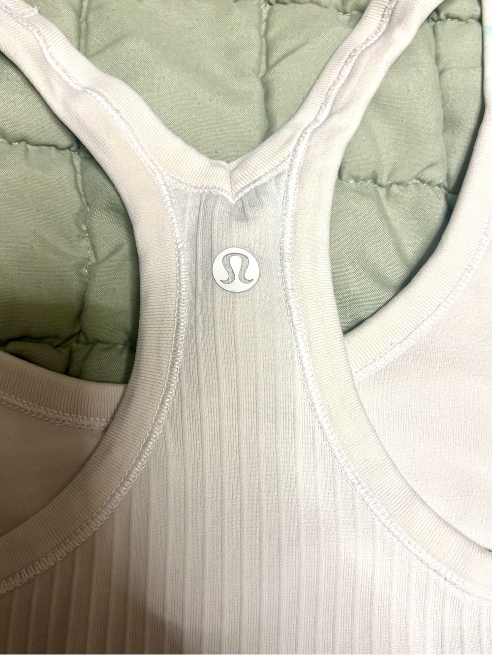 LULULEMON Women’s Cream Ribbed Racerback Tank Top - Picture 3 of 4